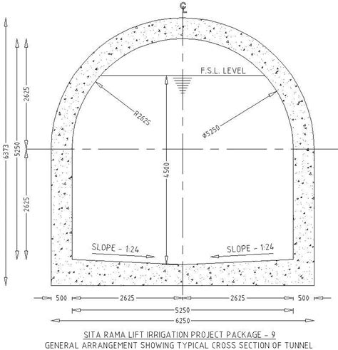 General Arrangement Showing typical cross Section of tunnel. - Cadbull