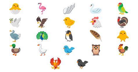 🦃 Aves Emojis 🪽 🦜 🐦 🦉 🐥 🪿 🐔