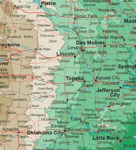 Central Plains Map Regional City