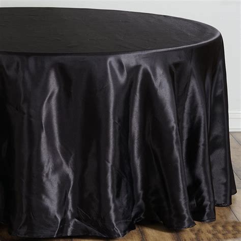 Buy 108" Black Satin Round Tablecloth - Pack of 1 Tablecloth at ...