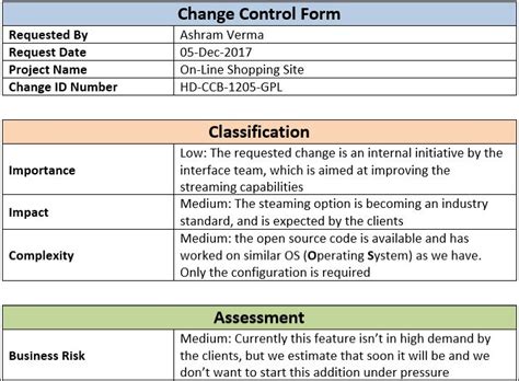 Change Control Form Template Word | Change control, Templates, Open source code