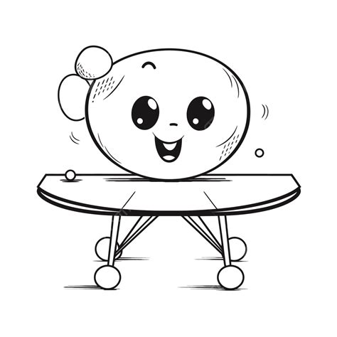 Orange Cartoon Girl Sitting On A Table Coloring Page For Children Outline Sketch Drawing Vector ...