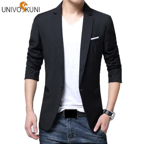 UNIVOS KUNI 2018 Smart Casual Blazers Men Plus Size 5XL Men Coat Fashion Jas One Button Mannen ...