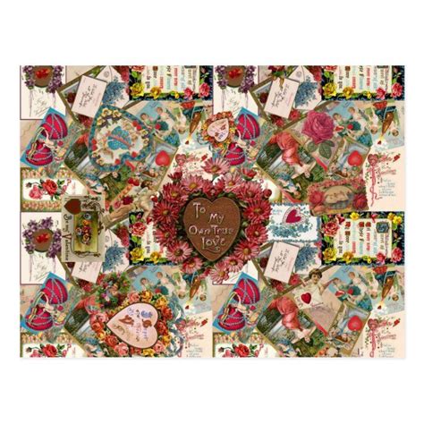 To My Own True Love ~ Vintage Valetines Postcard | Zazzle.com | Beautiful collage, Postcard ...