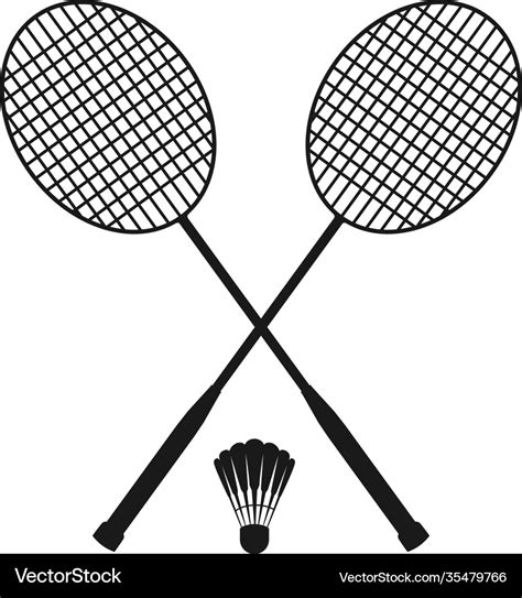 Badminton rackets icon silhouette club logo Vector Image