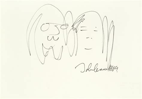 Bonhams : John Lennon A large self-portrait with Yoko Ono, 1969,