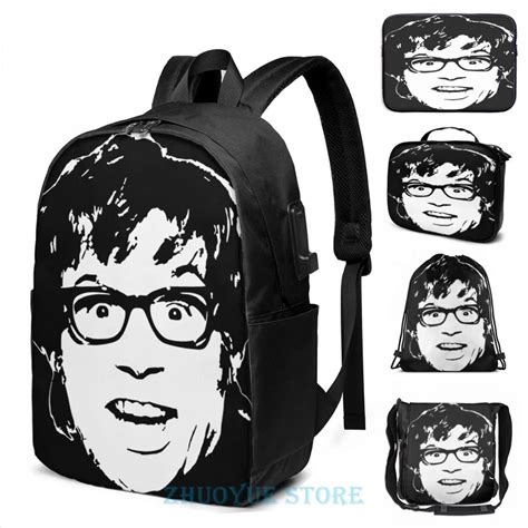 Funny Graphic Print Austin Powers Usb Charge Backpack Men School Bags ...