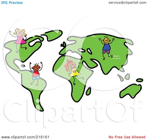 Royalty-Free (RF) Clipart Illustration of a Childs Sketch Of Kids On A ...