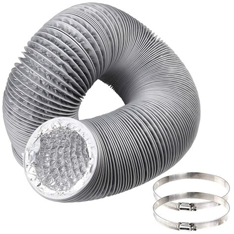 Aluminium Wrapped Dryer Duct Hose 4"/100MM X 3 Metres PLUS 2 X Hose Clamps