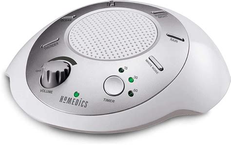 Homedics SoundSleep White Noise Sound Machine, Silver, Small Travel Sound Machine with 6 ...