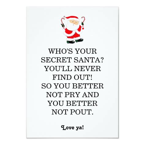 Secret Santa poem Card | Secret santa messages, Secret santa poems, Message from santa