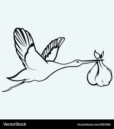 Stork with baby Royalty Free Vector Image - VectorStock