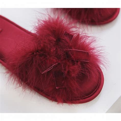 Women's Fuzzy Slippers Bow Memory Foam House Slippers