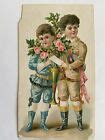 Vintage reward of merit card~two Edwardian boys~knee pants~boots~pink roses~vase | eBay