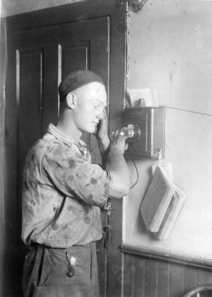 Man Talking on Telephone | Photograph | Wisconsin Historical Society