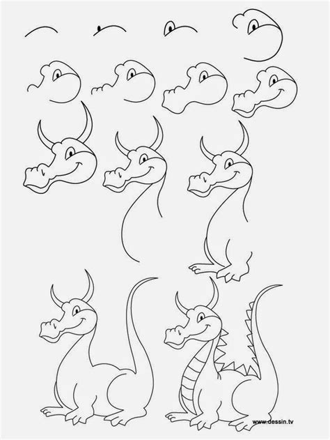 Le coin des enfants: Apprendre à dessiner | Easy dragon drawings, Dragon drawing, Easy drawings