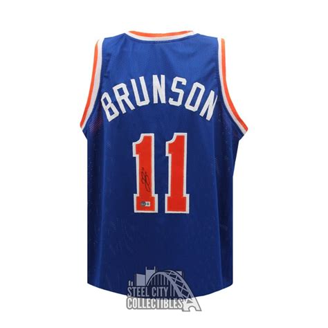 Jalen Brunson Autographed New York Custom Blue Basketball Jersey - BAS ...