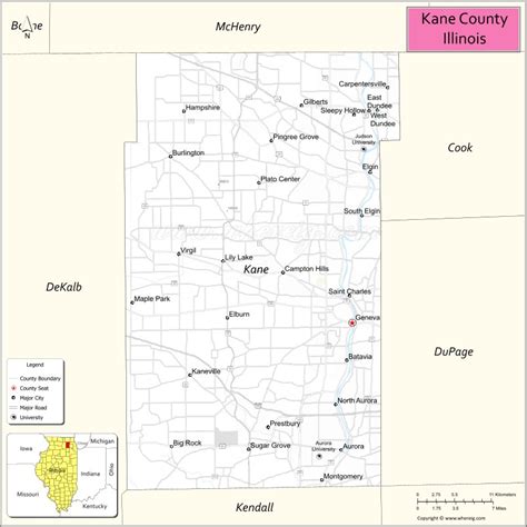 Kane County Map, Illinois - Where is Located, Cities, Population ...