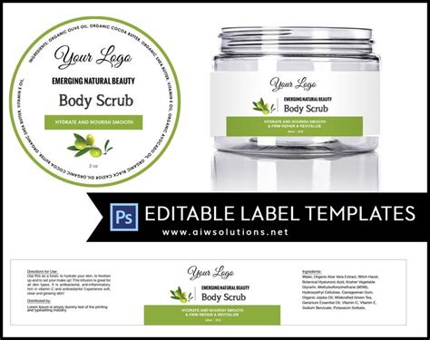 Label template ID16 | Label templates, Jar labels, Cosmetic labels