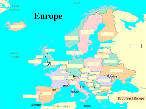 Blank Map Of Europe Countries And Capitals