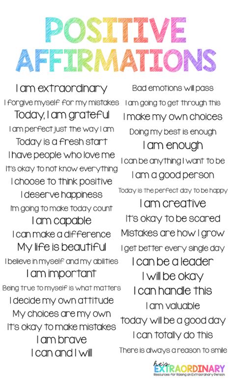 Printable Affirmations For Students - Printable Calendars AT A GLANCE