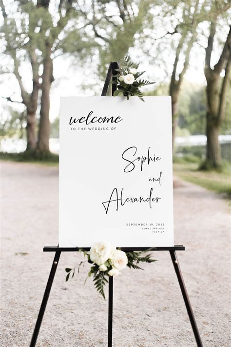 Welcome Wedding Sign Template, Minimalist Black and White Welcome Sign, Instant Download and ...