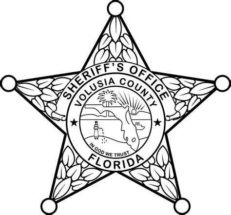 FLORIDA SHERIFF BADGE VOLUSIA COUNTY VECTOR FILE Black whit - Inspire Uplift