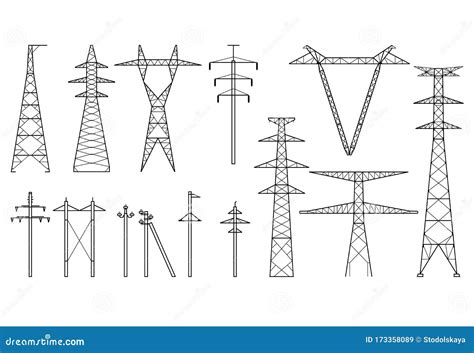 Tangent Towers, High Voltage Electric Pylons, Power Transmission Line ...