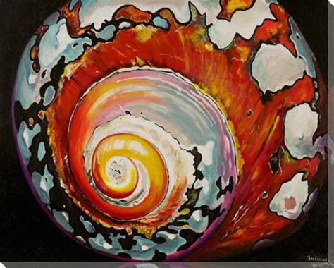 Colorful Moon Shell 1 Wrapped Canvas Giclee Print Wall Art - Wall Decor ...