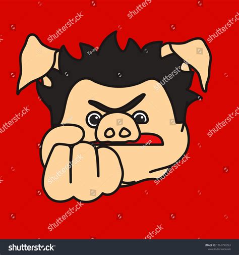 Emoticon Emoji Furious Angry Fat Pig Stock Vector (Royalty Free ...