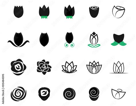 Rose Flower Icon Set - Isolated On White Background - Vector ...