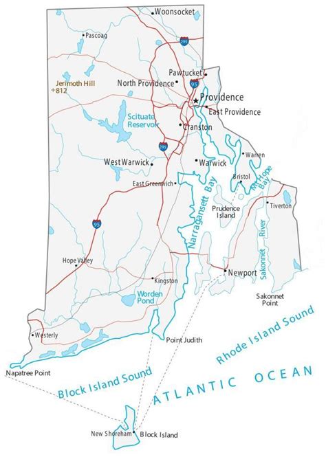 Map of Rhode Island - Cities and Roads - GIS Geography