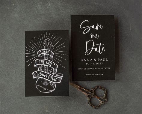 Black Halloween Save the Date Suite, Spooky Save the Dates Cards Black Wedding Skeleton Gothic ...