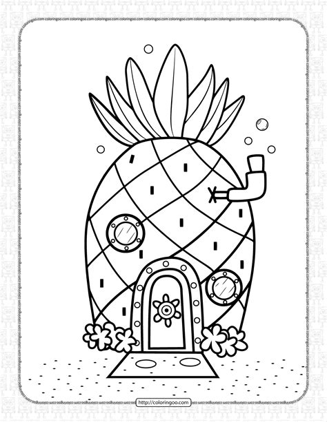 SpongeBob Pineapple House Coloring Page