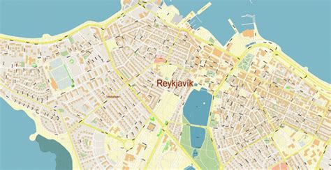 Reykjavik Iceland PDF Vector Map Accurate High Detailed City Plan editable Adobe PDF Street Map ...