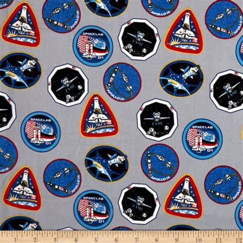 NASA Patches Gray - Fabric.com | Nasa patch, Panel curtains, Printing on fabric