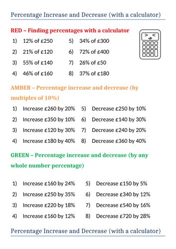 Percentage Increase and Decrease with a Calculator Differentiated ...