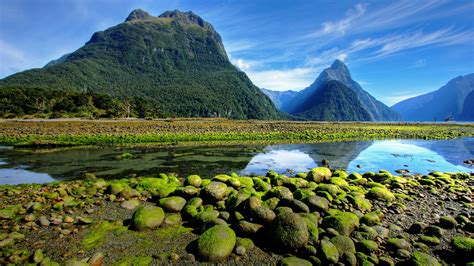 Bakgrundsbilder : natur, landskap, bergen, mossa, stenar, vatten, moln ...