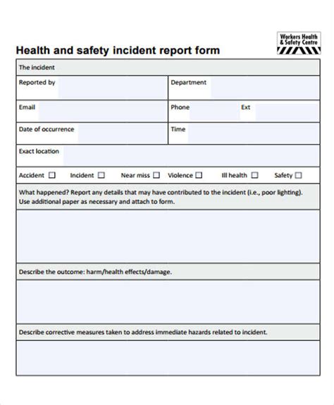 Health And Safety Incident Report Form Template (9) - TEMPLATES EXAMPLE ...