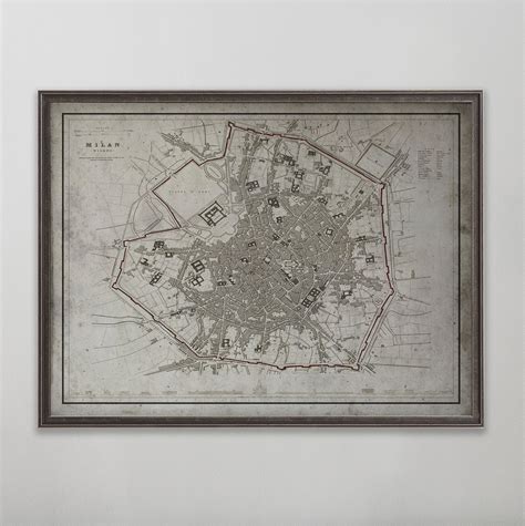 Shop Vintage Decor | Milan Vintage Map | Archiveprintco.com – Archive ...