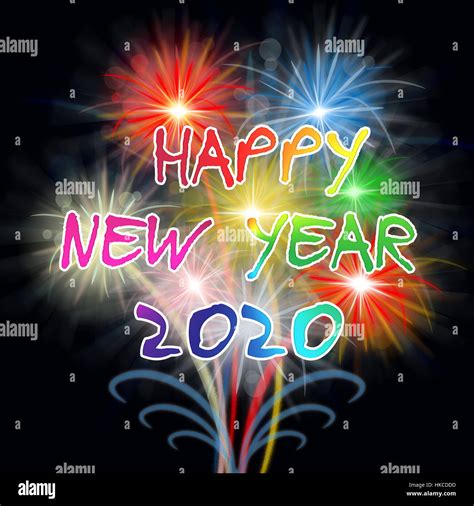 Happy New Year 2020 Fireworks Showing Pyrotechnics Celebration Stock ...