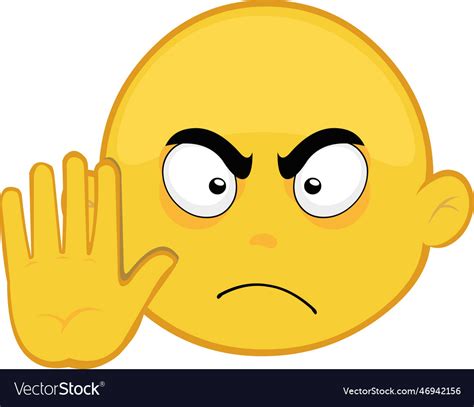 Emoji hand say no stop Royalty Free Vector Image