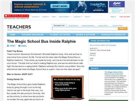 The Magic School Bus Inside Ralphie Lesson Plan for Kindergarten - 2nd ...