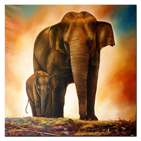 Animal Canvas Wall Art Elephant Painting Giclee Prints On Canvas ...