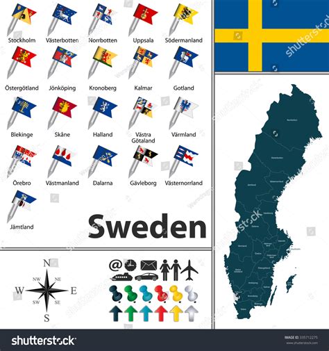 Vector Map Sweden Regions Flags 스톡 벡터(로열티 프리) 335712275 | Shutterstock