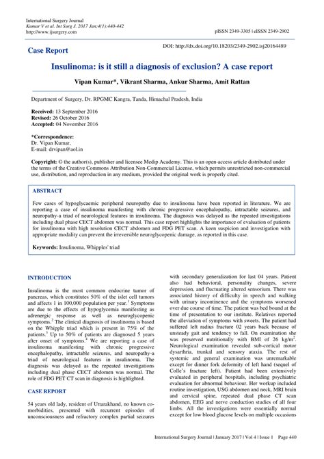 (PDF) Insulinoma: is it still a diagnosis of exclusion? A case report