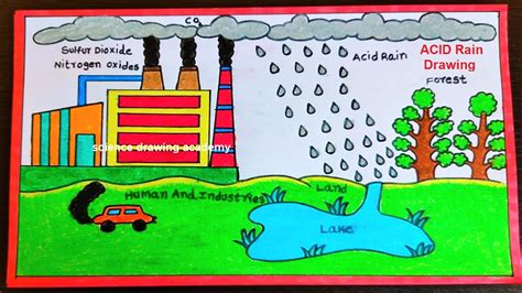 acid rain poster drawing easy and simple - science drawing academy ...