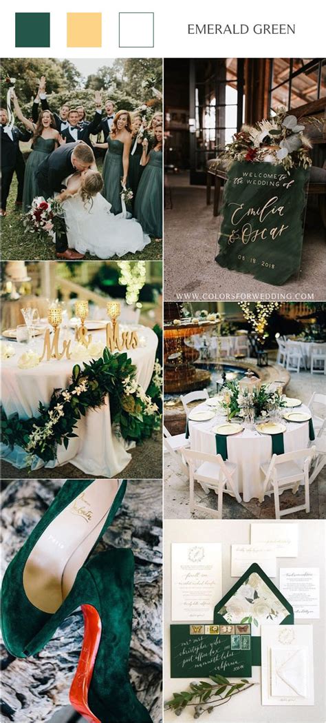 20 Hunter Emerald Green Wedding Color Ideas 2024 | Green themed wedding, Emerald green weddings ...