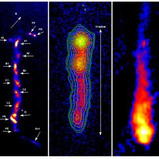 Images of the 30 kpc-long jet in the quasar 3C 273. From left to right,... | Download Scientific ...