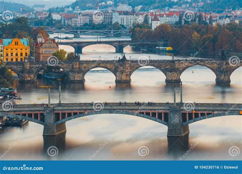 Bridges with Historic Charles Bridge and Vltava River at Night in ...